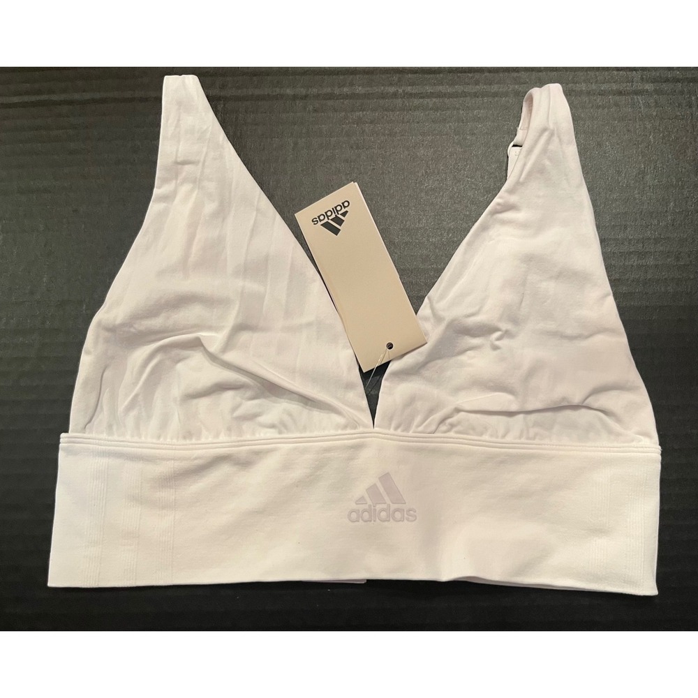 Adidas Plunge Bralette White Size Large Sports Bra